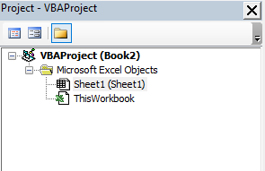excel vba project without module