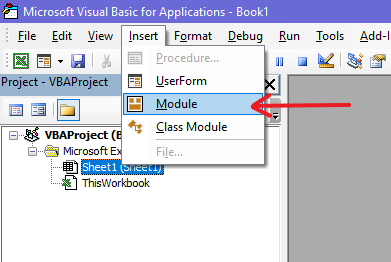 vba editor insert module menu